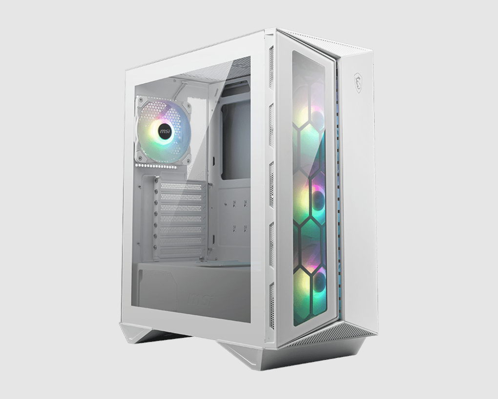  Mid-Tower Case: MSI MPG GUNGNIR 110R - White<br>4x 120mm ARGB Fans, 2x USB 3.2 + 1x USB Type-C, Tempered Glass Side Panel, Supports: ATX/mATX/mini-ITX  